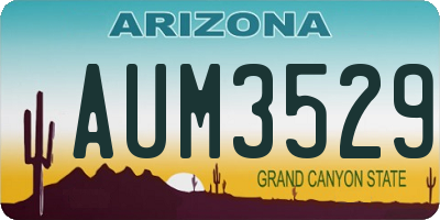 AZ license plate AUM3529