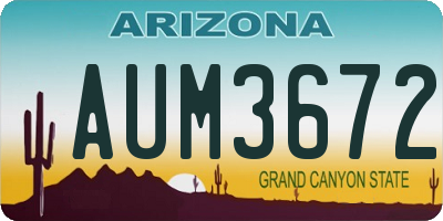 AZ license plate AUM3672