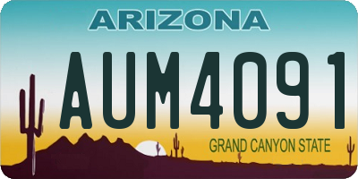 AZ license plate AUM4091