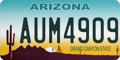 AZ license plate AUM4909