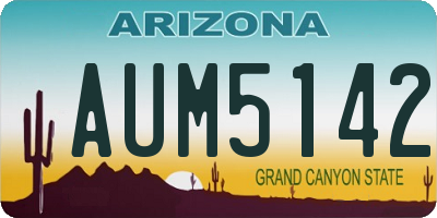 AZ license plate AUM5142