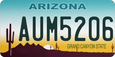 AZ license plate AUM5206