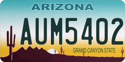 AZ license plate AUM5402