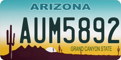 AZ license plate AUM5892