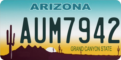 AZ license plate AUM7942