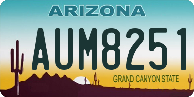 AZ license plate AUM8251
