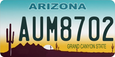 AZ license plate AUM8702