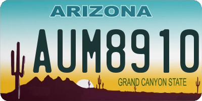 AZ license plate AUM8910