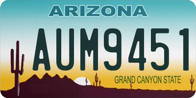 AZ license plate AUM9451