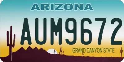AZ license plate AUM9672