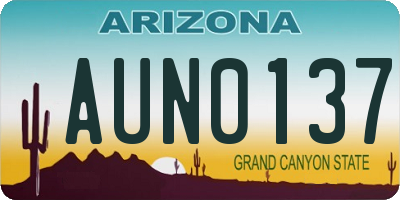 AZ license plate AUN0137