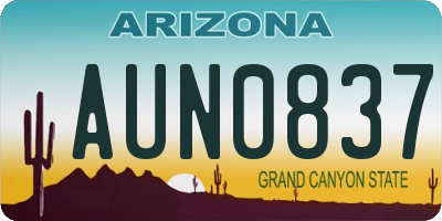 AZ license plate AUN0837