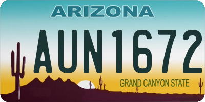 AZ license plate AUN1672