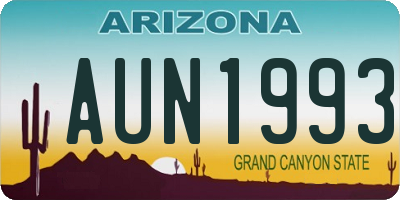 AZ license plate AUN1993