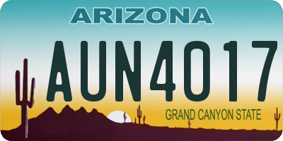 AZ license plate AUN4017