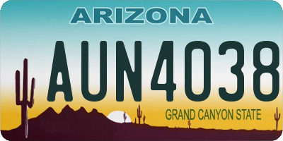 AZ license plate AUN4038