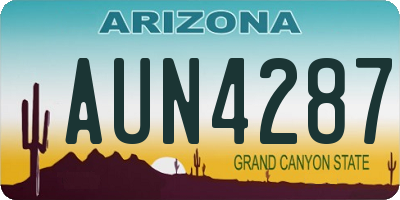 AZ license plate AUN4287