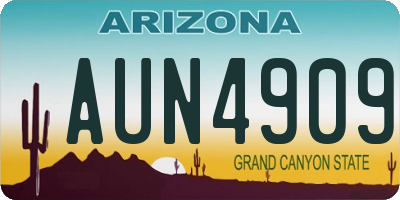 AZ license plate AUN4909