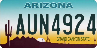 AZ license plate AUN4924