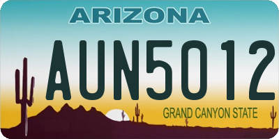 AZ license plate AUN5012