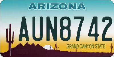 AZ license plate AUN8742