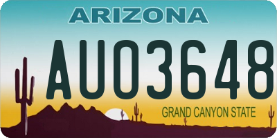 AZ license plate AUO3648