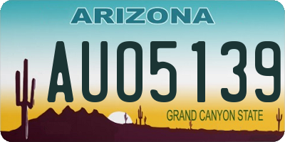 AZ license plate AUO5139