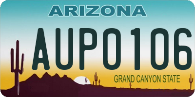 AZ license plate AUP0106