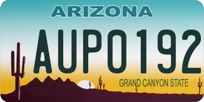 AZ license plate AUP0192