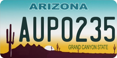 AZ license plate AUP0235