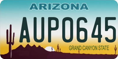 AZ license plate AUP0645