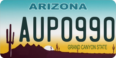 AZ license plate AUP0990