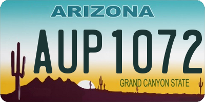 AZ license plate AUP1072