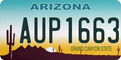 AZ license plate AUP1663