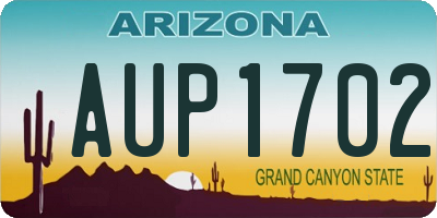 AZ license plate AUP1702