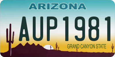 AZ license plate AUP1981