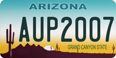 AZ license plate AUP2007
