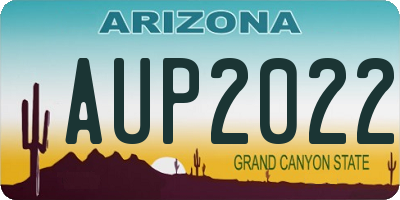 AZ license plate AUP2022