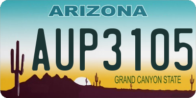 AZ license plate AUP3105