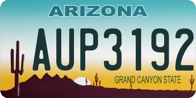 AZ license plate AUP3192