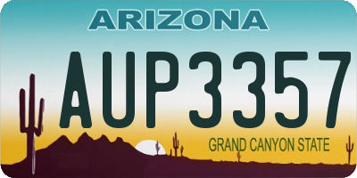 AZ license plate AUP3357