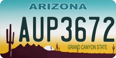 AZ license plate AUP3672