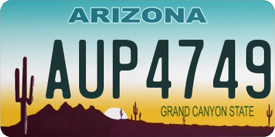 AZ license plate AUP4749