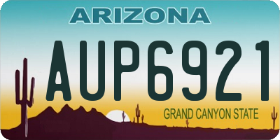 AZ license plate AUP6921