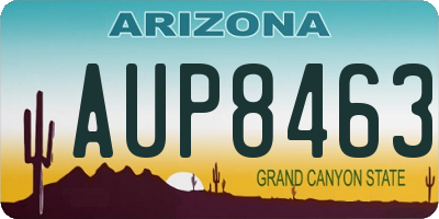 AZ license plate AUP8463