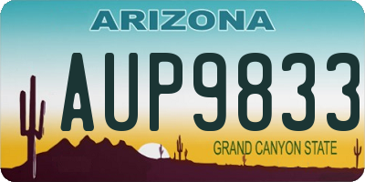 AZ license plate AUP9833