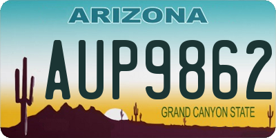 AZ license plate AUP9862