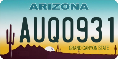 AZ license plate AUQ0931