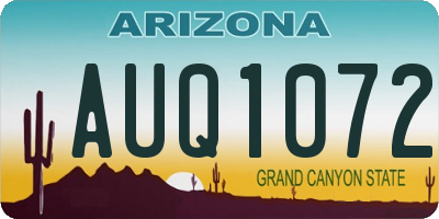 AZ license plate AUQ1072