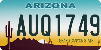 AZ license plate AUQ1749